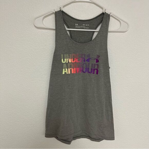 Under Armour Youth Girls Grey Fitted Athletic Tank Top size medium - Picture 1 of 4